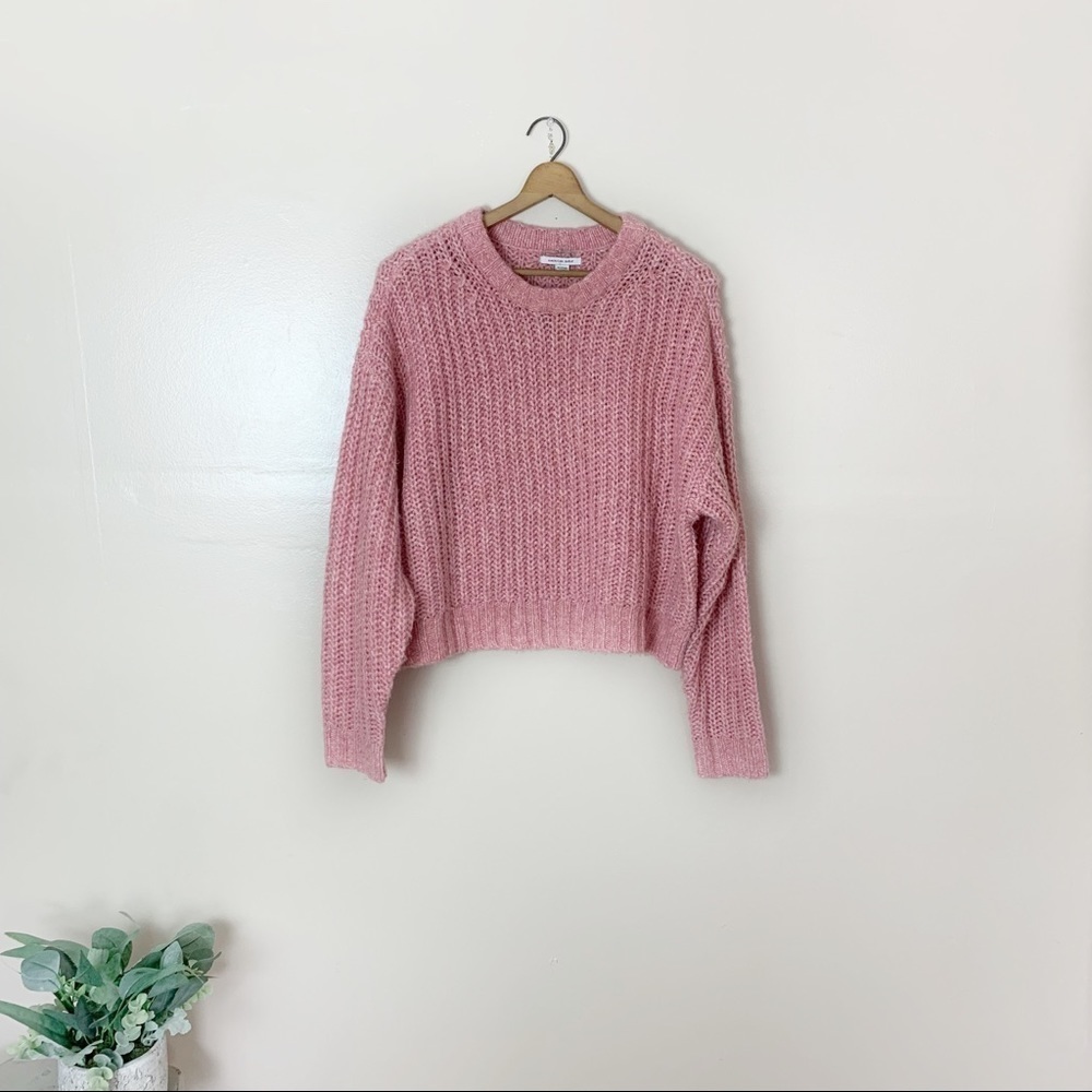 [American Eagle] Light Pink Cozy Chunky Knit Pullover Sweater